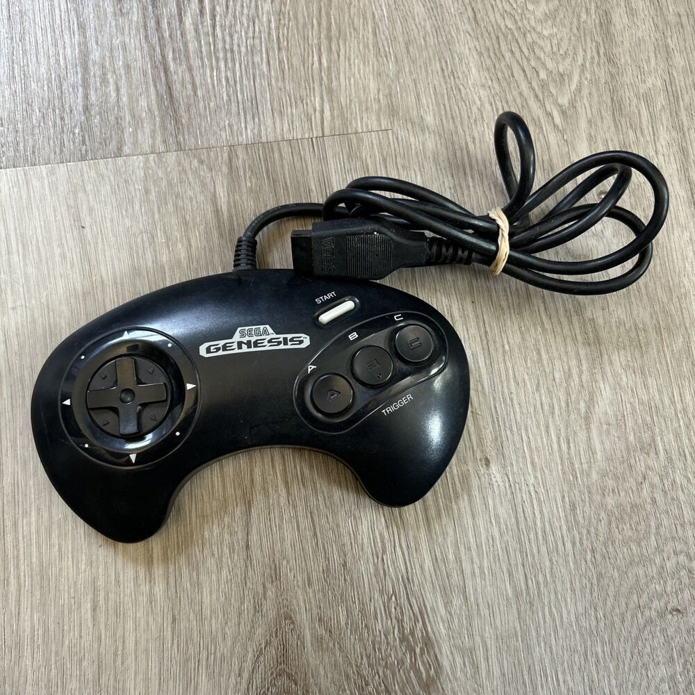 Sega Genesis Wired Controller 1650 Black Genuine Official OEM Authentic Tested